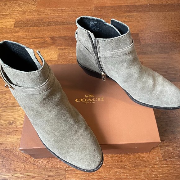 Coach Suede Gray/Slight Green Great Condition Booties - Picture 2 of 8